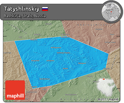 Political Map of Tatyshlinskiy, semi-desaturated