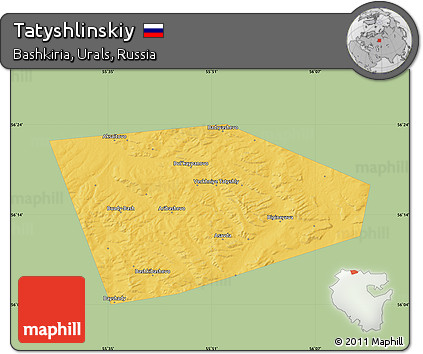 Savanna Style Map of Tatyshlinskiy, single color outside