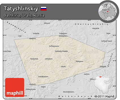 Shaded Relief Map of Tatyshlinskiy, desaturated