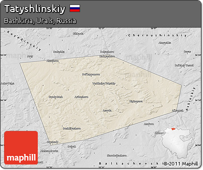 Shaded Relief Map of Tatyshlinskiy, desaturated