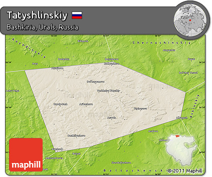 Shaded Relief Map of Tatyshlinskiy, physical outside