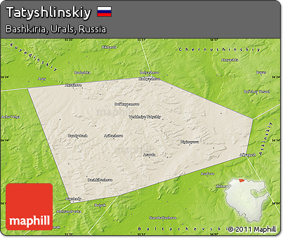 Shaded Relief Map of Tatyshlinskiy, physical outside