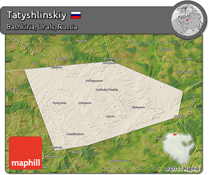 Shaded Relief Map of Tatyshlinskiy, satellite outside