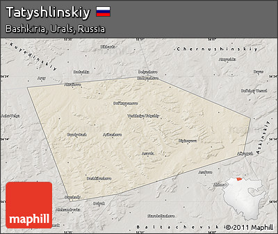 Shaded Relief Map of Tatyshlinskiy, semi-desaturated