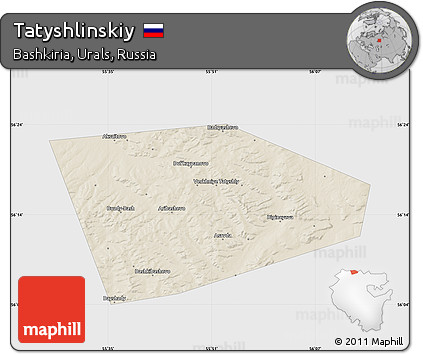 Shaded Relief Map of Tatyshlinskiy, single color outside
