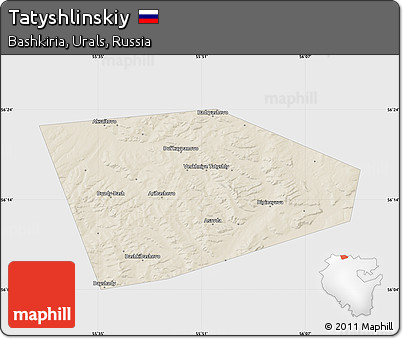 Shaded Relief Map of Tatyshlinskiy, single color outside