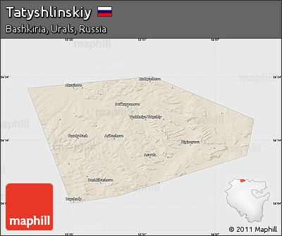 Shaded Relief Map of Tatyshlinskiy, single color outside