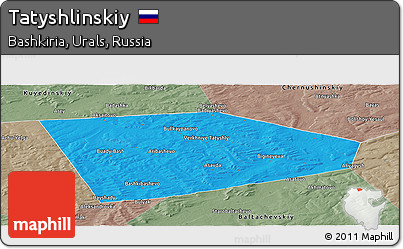 Political Panoramic Map of Tatyshlinskiy, semi-desaturated
