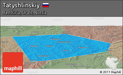 Political Panoramic Map of Tatyshlinskiy, semi-desaturated
