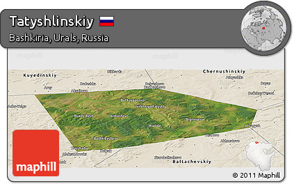 Satellite Panoramic Map of Tatyshlinskiy, shaded relief outside