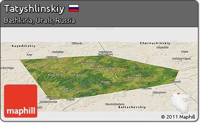 Satellite Panoramic Map of Tatyshlinskiy, shaded relief outside