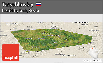 Satellite Panoramic Map of Tatyshlinskiy, shaded relief outside