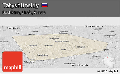 Shaded Relief Panoramic Map of Tatyshlinskiy, desaturated