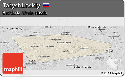 Shaded Relief Panoramic Map of Tatyshlinskiy, desaturated