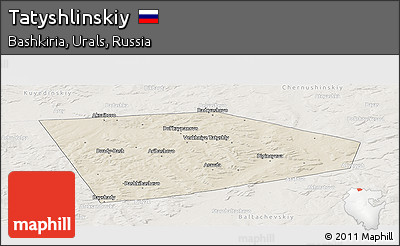 Shaded Relief Panoramic Map of Tatyshlinskiy, lighten
