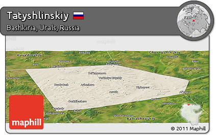 Shaded Relief Panoramic Map of Tatyshlinskiy, satellite outside