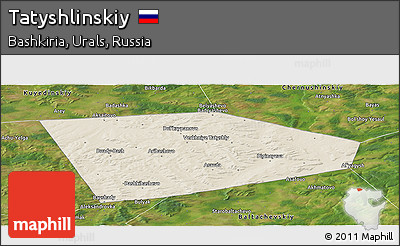 Shaded Relief Panoramic Map of Tatyshlinskiy, satellite outside