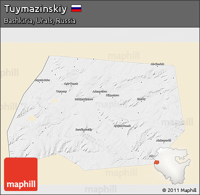 Classic Style 3D Map of Tuymazinskiy, single color outside