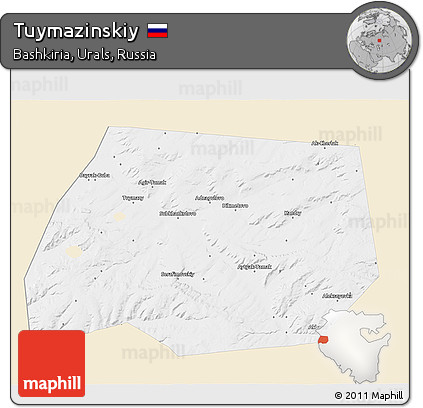 Classic Style 3D Map of Tuymazinskiy, single color outside