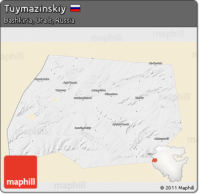 Classic Style 3D Map of Tuymazinskiy, single color outside