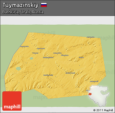 Savanna Style 3D Map of Tuymazinskiy, single color outside