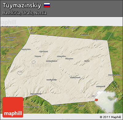 Shaded Relief 3D Map of Tuymazinskiy, satellite outside