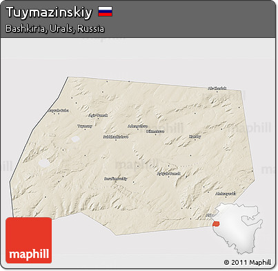 Shaded Relief 3D Map of Tuymazinskiy, single color outside
