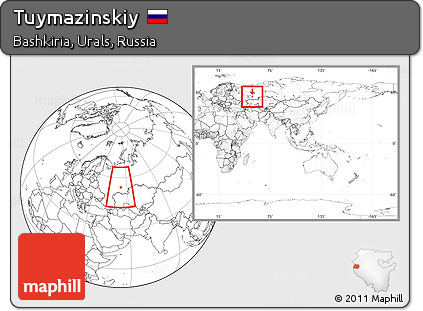Blank Location Map of Tuymazinskiy, within the entire country