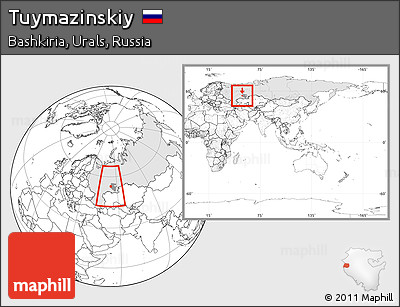 Blank Location Map of Tuymazinskiy, highlighted country, highlighted parent region, within the entire country