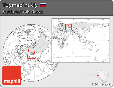 Blank Location Map of Tuymazinskiy, highlighted country, highlighted parent region, within the entire country