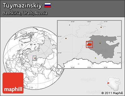 Blank Location Map of Tuymazinskiy, highlighted country, highlighted parent region