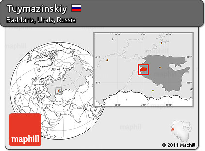 Blank Location Map of Tuymazinskiy, highlighted country, highlighted parent region