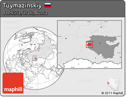 Blank Location Map of Tuymazinskiy, highlighted country, highlighted parent region