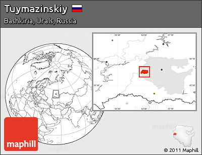 Blank Location Map of Tuymazinskiy, highlighted parent region
