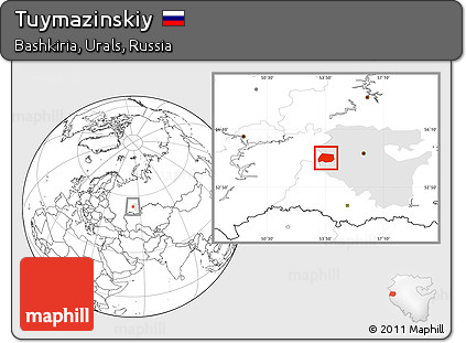 Blank Location Map of Tuymazinskiy, highlighted parent region