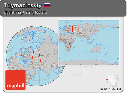 Gray Location Map of Tuymazinskiy, within the entire country