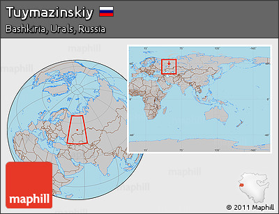 Gray Location Map of Tuymazinskiy, within the entire country