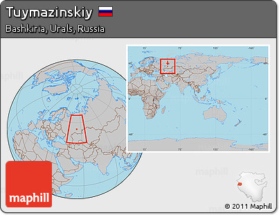 Gray Location Map of Tuymazinskiy, within the entire country