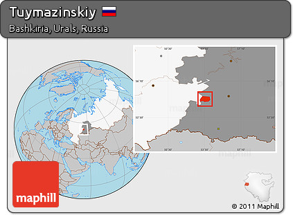 Gray Location Map of Tuymazinskiy, highlighted country, highlighted grandparent region