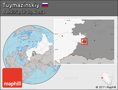 Gray Location Map of Tuymazinskiy, highlighted country, highlighted grandparent region
