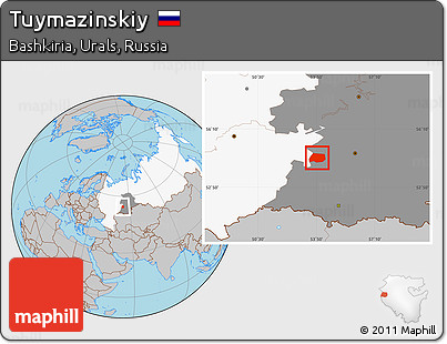 Gray Location Map of Tuymazinskiy, highlighted country, highlighted grandparent region