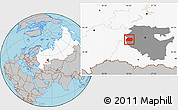 Gray Location Map of Tuymazinskiy, highlighted country, highlighted parent region