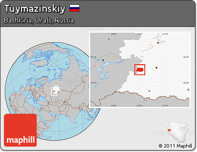 Gray Location Map of Tuymazinskiy, highlighted grandparent region