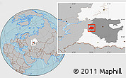 Gray Location Map of Tuymazinskiy, highlighted parent region, highlighted grandparent region, hill shading