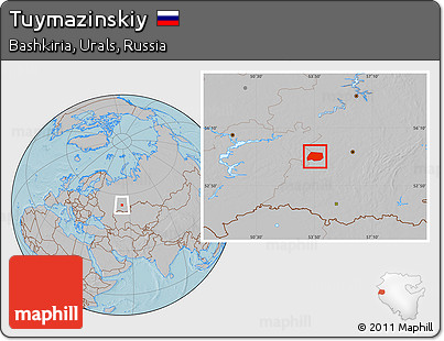 Gray Location Map of Tuymazinskiy, hill shading
