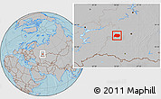 Gray Location Map of Tuymazinskiy, hill shading