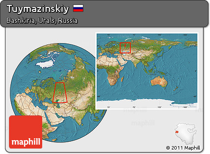 Satellite Location Map of Tuymazinskiy, within the entire country