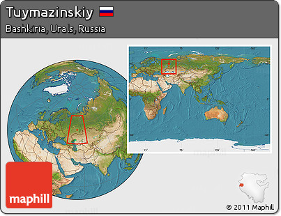 Satellite Location Map of Tuymazinskiy, within the entire country