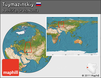 Satellite Location Map of Tuymazinskiy, within the entire country