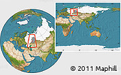 Satellite Location Map of Tuymazinskiy, highlighted country, highlighted grandparent region, within the entire country